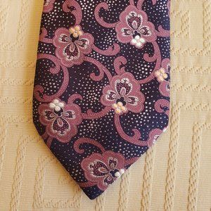 Italo Ferretti 100% Silk Italian Made Navy & Purple Patterned Silvi MarinaTie